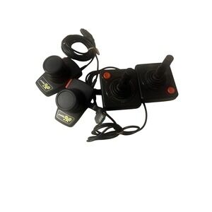 Lot of 4: Atari 2600 OEM Official Joystick Controllers x2 + Pong Paddles x2